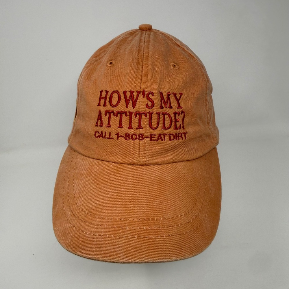 Adams Hawaii How's My Attitude Eat‎ Dirt Burnt Orange Cotton Strapback Hat Cap